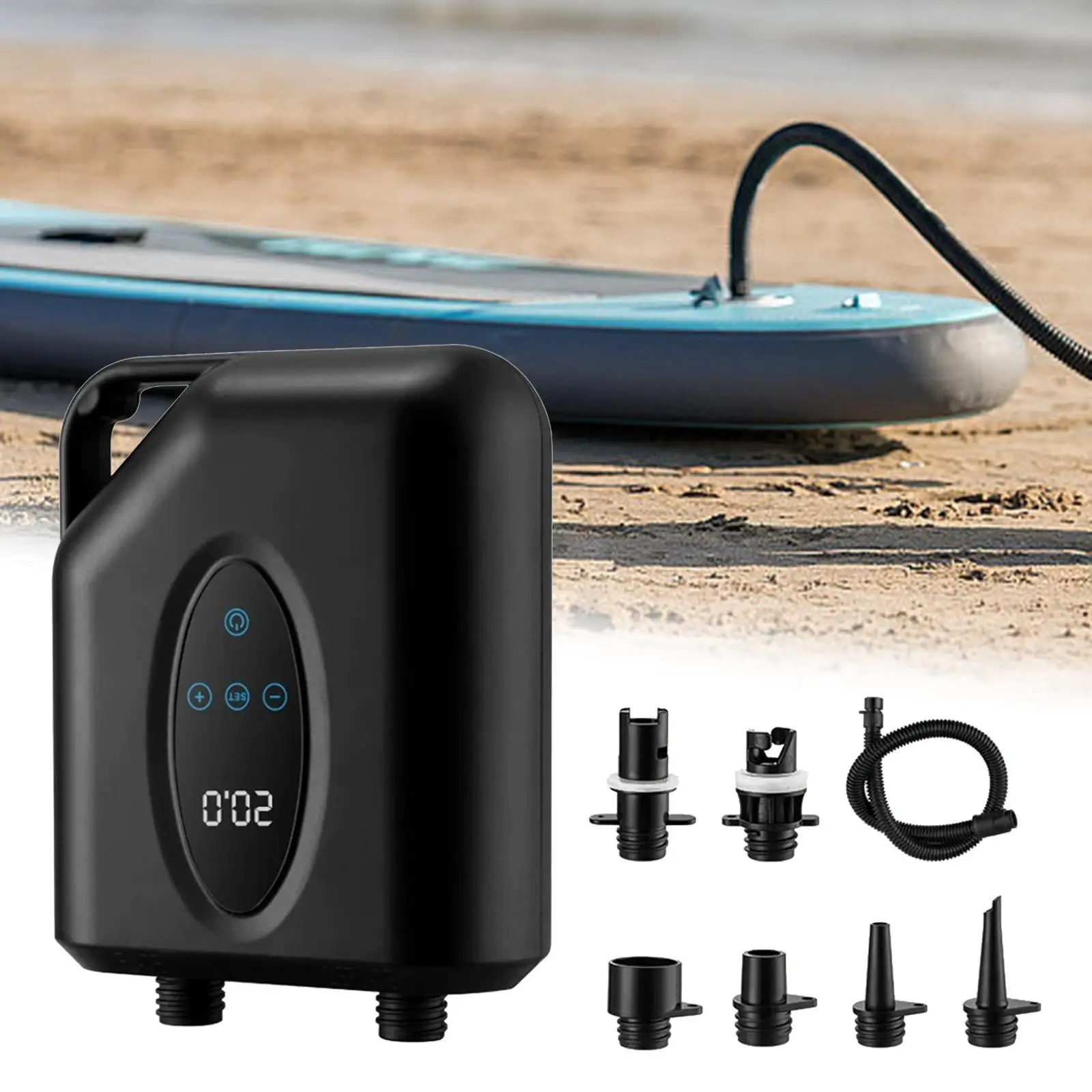 12V Electric Air Pump Rechargeable with Display Air Inflator Inflator Deflator for Air Beds Inflatable Pools Inflatable Boats