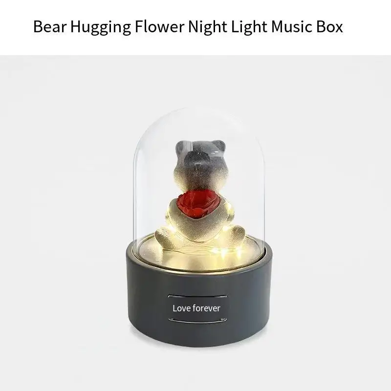 

Goddess Festival presents a love confession gift to a boyfriend and girlfriend, plush sitting bear hugging flower, eternal life