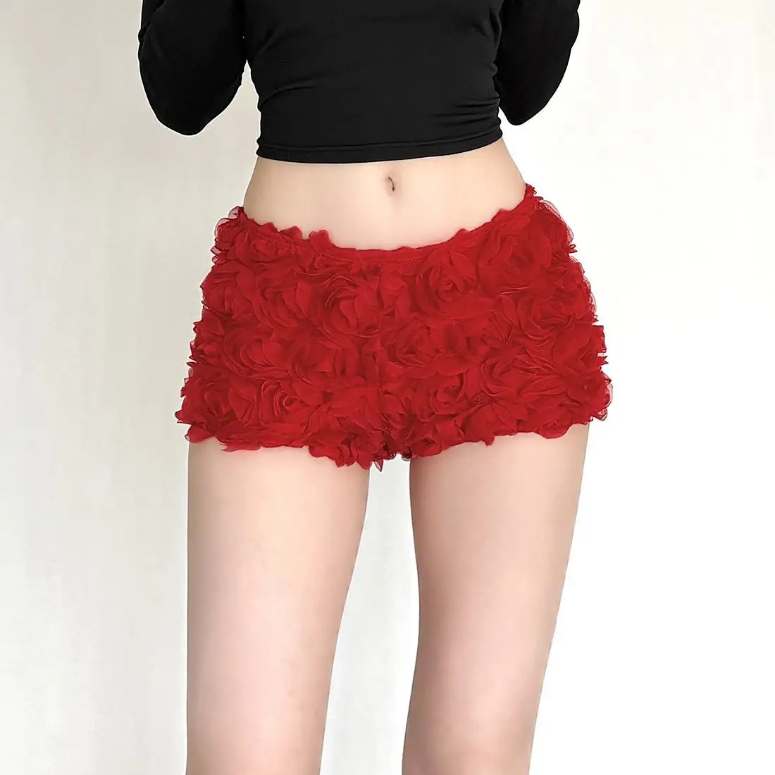3d Flower Rose Garden Design Low-waisted Women's Shorts