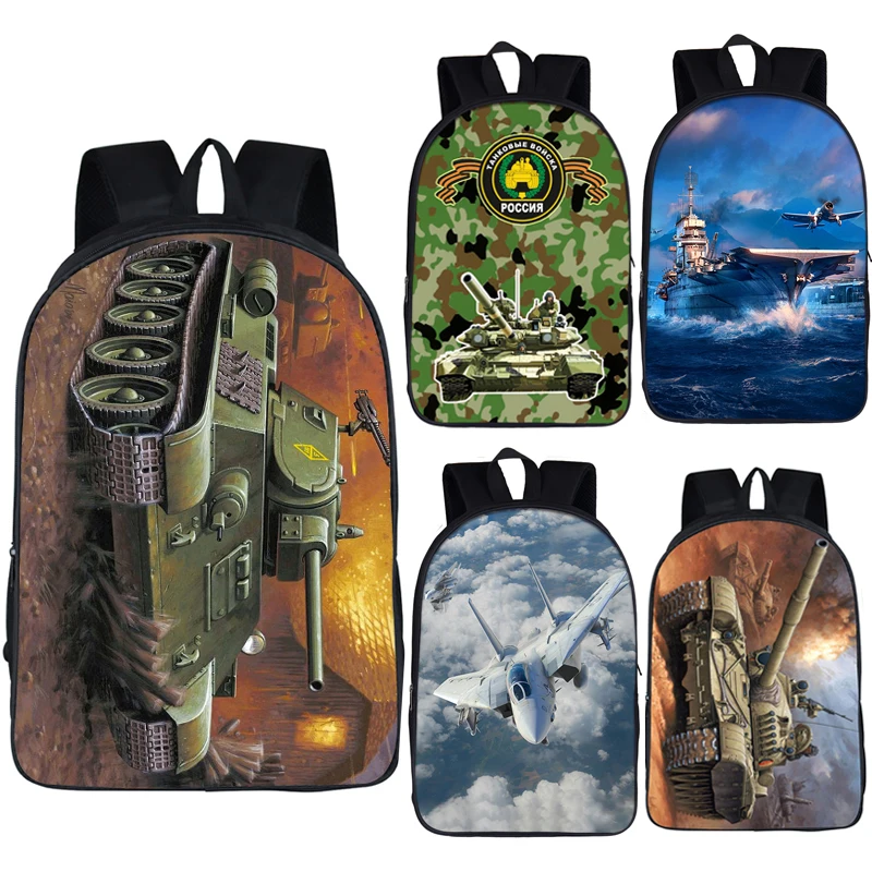 

Aircraft Carrier Fighter Jet Tank Backpack for Travel Laptop Bag Student Bagpack for Teenager Boys Children School Bags Bookbag