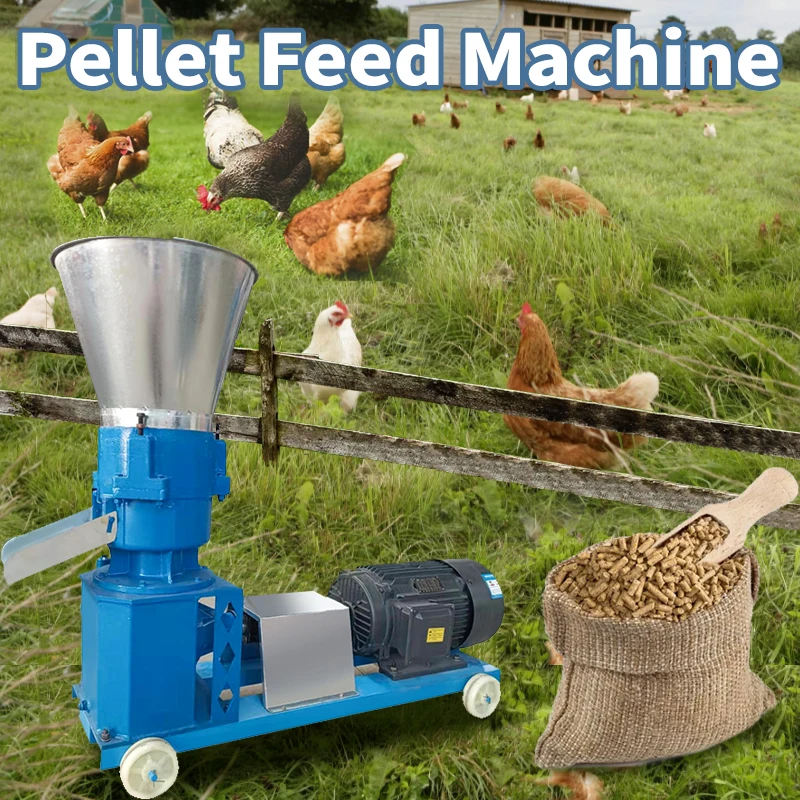 Farm poultry cattle pallet fodder processing machine animal chicken feeds pellet making machine pelletizer 500/h