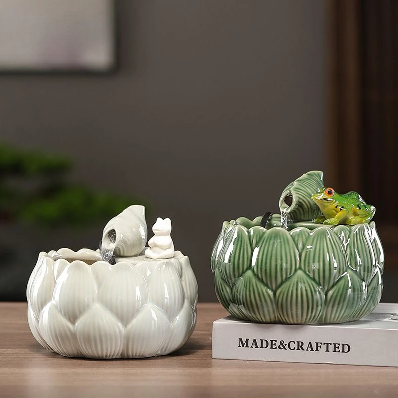 Office Ceramic Fountain Meditation Calming Waterfall Hydroponic Vase Fish Tank Feng Shui Water Feature Home Decor Powered - view 5