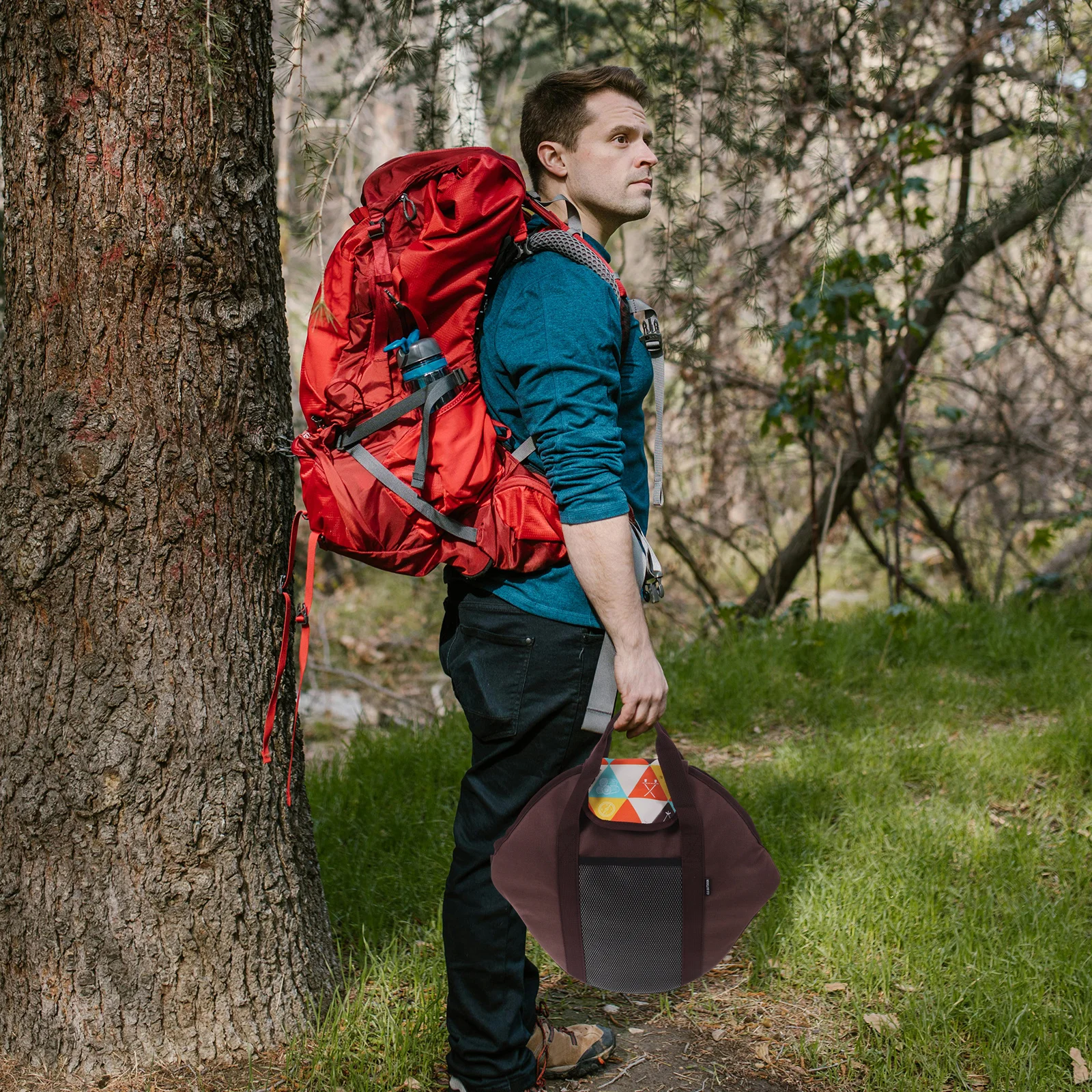 

Iron Pan Storage Bag Waterproof Oxford Cloth Portable Camping Bag Nylon Handle Durable Foldable Multifunctional Outdoor Barbecue