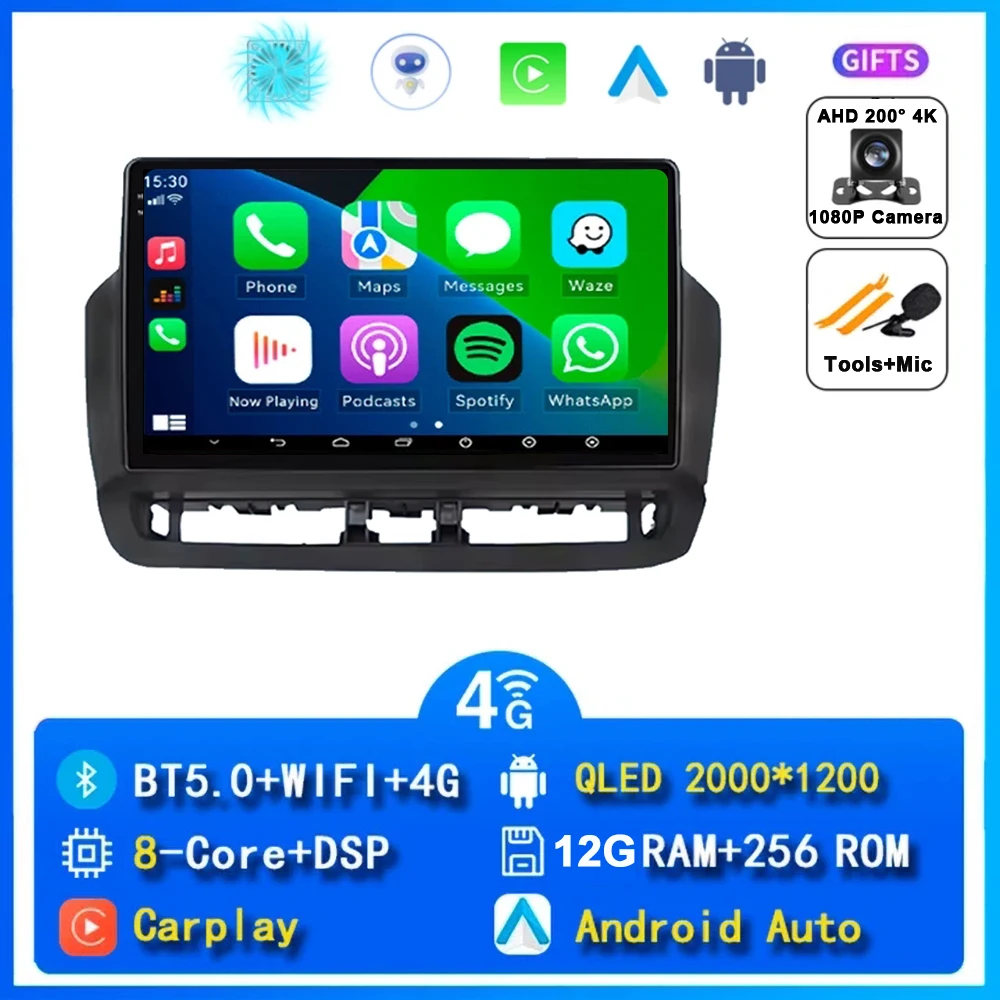 Autoradio voor Seat Ibiza 2012 - 2015 QLED Android 15 Multimedia Videospeler GPS 4G WIFI CarPlay Auto Wireless Stereo Geen 2Din