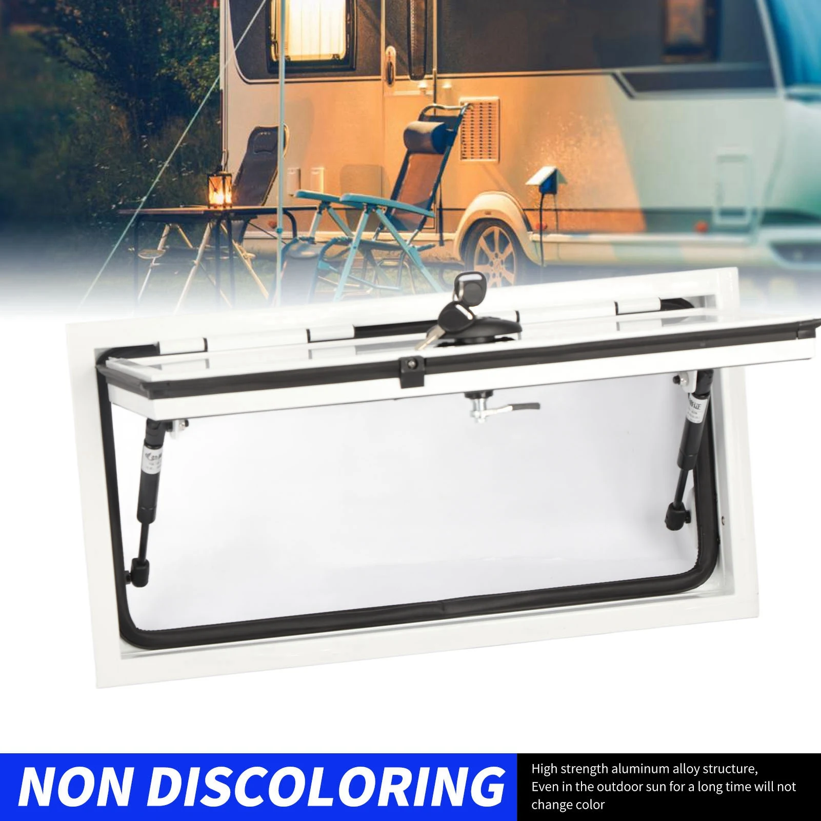 باب تخزين حجرة تخزين RV 24x12 بباب مربع عالي التحمل مع شريط دعم وقفل أمان للمقطورة المتنقلة #3