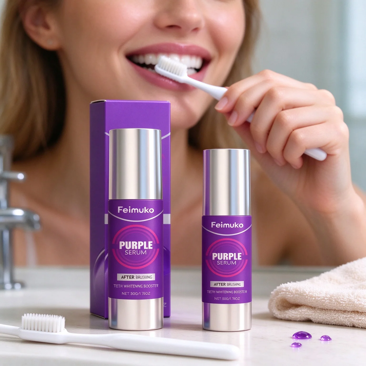 Feimuko Purple Whitening Toothpaste Remove Dental Plaque Inhibit Tartar Reduce Yellow Stains Fresh Breath Brightening Tooth Care