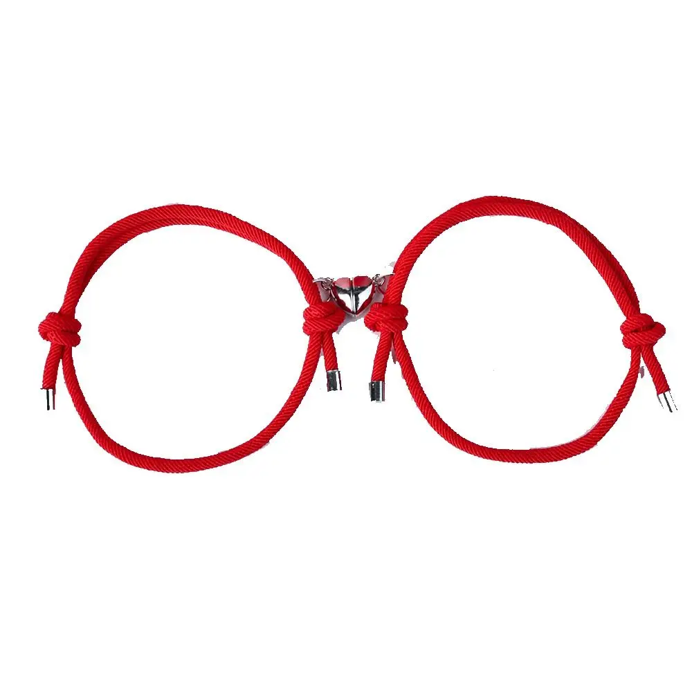 الألوان المتناقضة سوار القلب المغناطيسي الحب اليدوية زوجين سوار اليد حبل مجوهرات اكسسوارات ثروة سوار زوجين