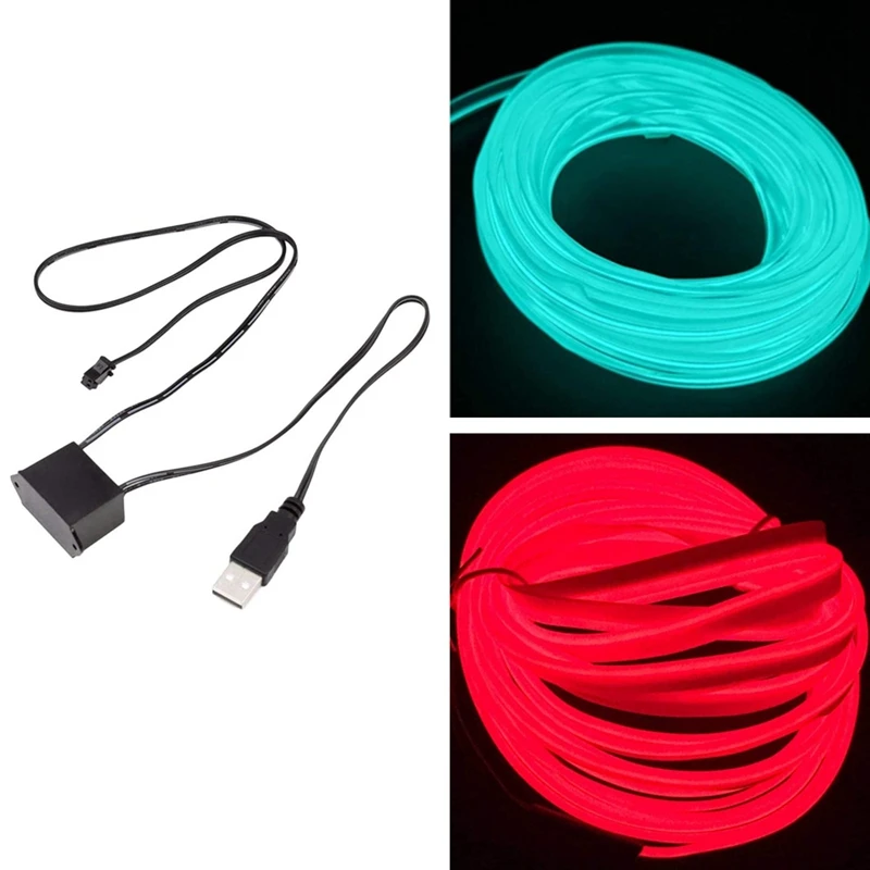 Car Light Strips,Cold Interior,Trim Bright Car Decorative,Wire Tube Circle Up To 360 Degrees,16FT