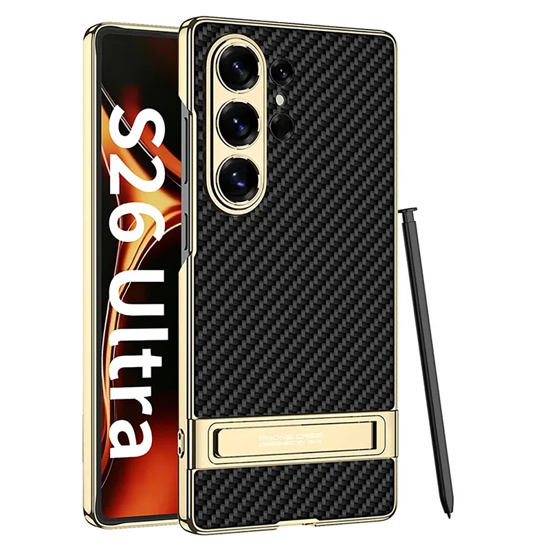 For Samsung Galaxy S25U S26 Ultra Electroplated Vegan Leather