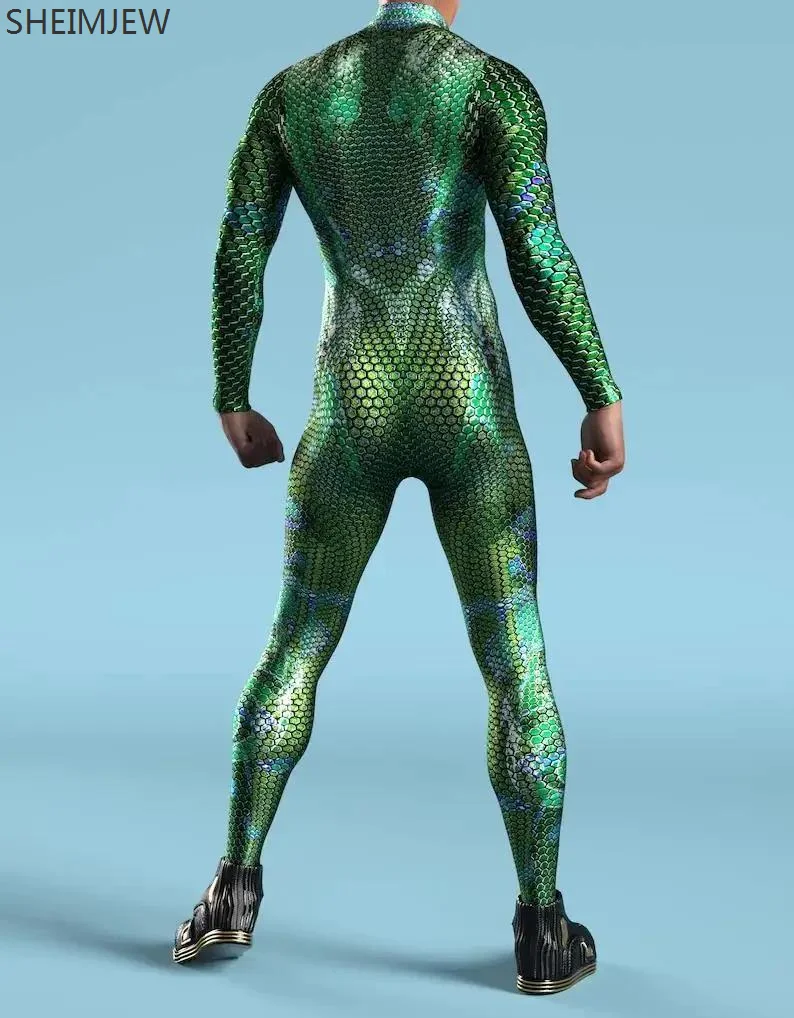 Multicolor Peixe Escala Armadura Macacão para Homens, Zentai Suit, Sereia Cosplay Bodysuit, Carnival Party Performance, Ciclismo Catsuit, ao ar livre