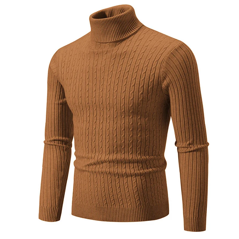 Winter High Neck Dicke Warme Pullover Männer Rollkragen Marke Herren Pullover Slim Fit Pullover Männer Strickwaren Männlichen Doppel Kragen – Detail 22