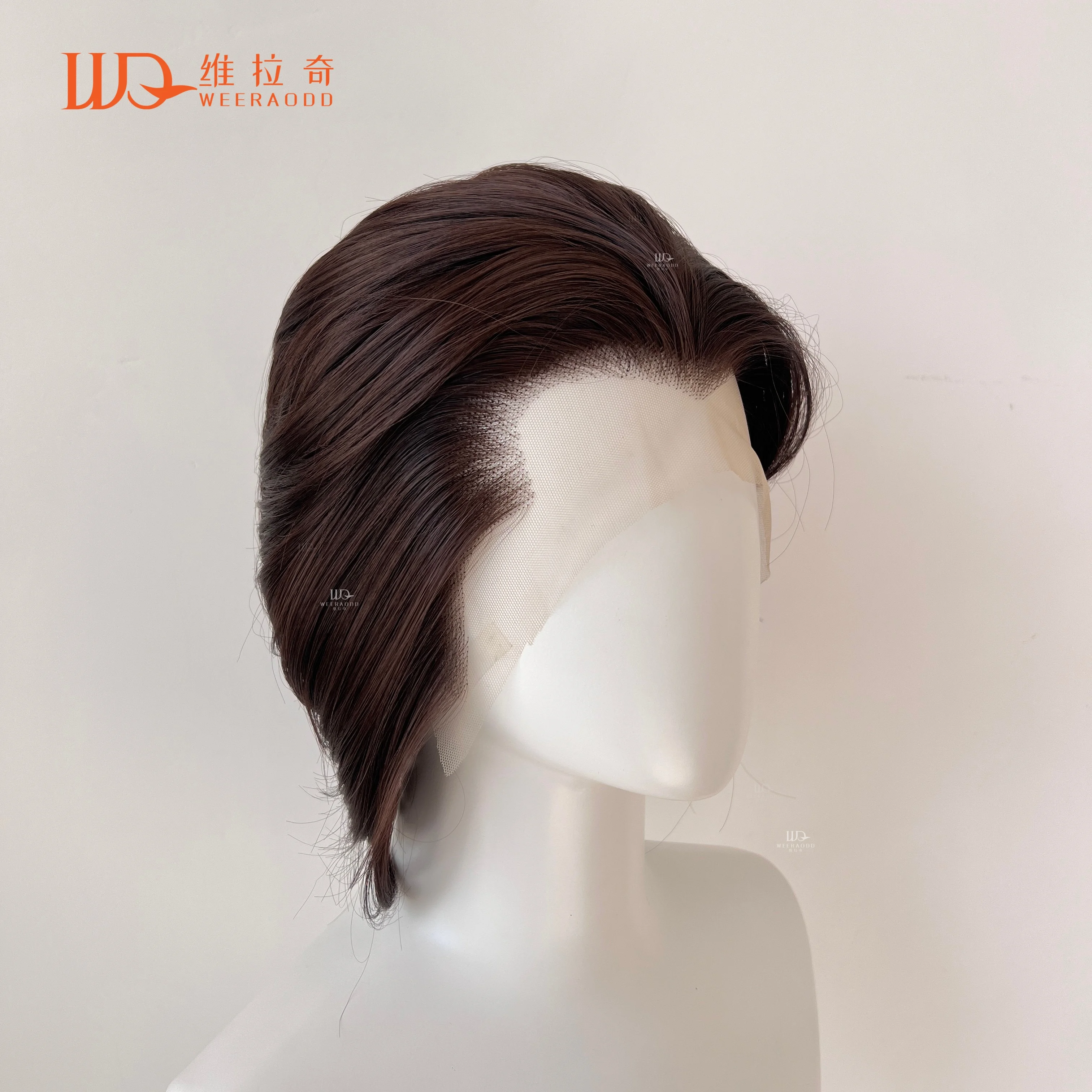 dark-brown-short-lace-front-wigs-8inch-13-4-high-quality-synthetic-for-man-cosplay-high-temperature-fibers-wigs-in-150-density
