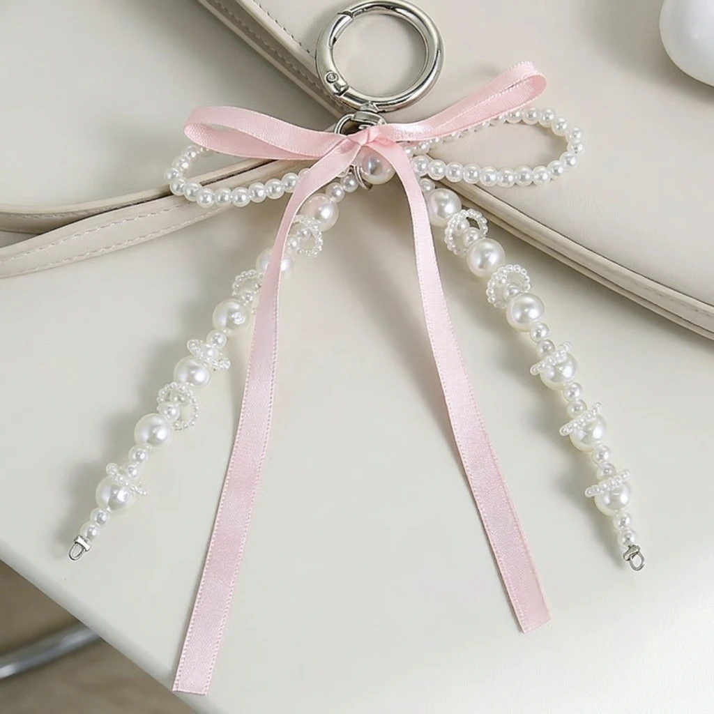 Phone Strap Resin Beaded Bows Charm Versatile Accessory for Bag Hanging Cute Sweet Gift for Women Girls Lightweight Durable