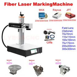 50W Fiber Laser Marking Machine 20W 30W Touch Screen Optional Lens With Rotary Aixs