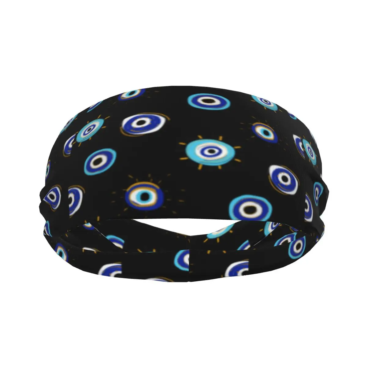 Navy Blue And Aqua Nazar Evil Eye Lucky Charm Elastic Hair Band Yoga Headband Makeup Hair Hoop Headwrap