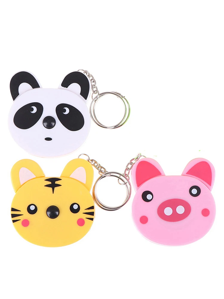 Cartoon Tape Measure 0-150cm 0-60 Inch Mini Portable Cute Animal Shape Key Ring Automatic Tape Measure Panda Frog Piggy Tiger