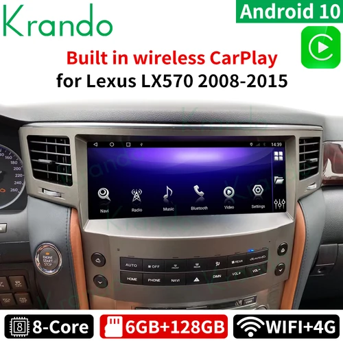 Krando 렉서스 LX570 2007 2015 헤드 유닛 내비게이션 GPS, 4G SIM 카드, 와이파이 무선 카플레이, DSP, 안드로이드 라디오, 12.3 인치 