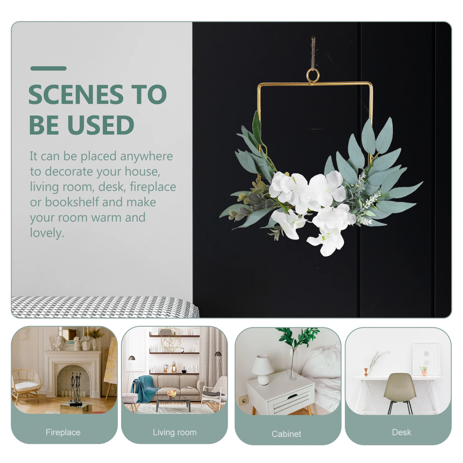 

Simulation Wreath for Valentine's Day Wedding Party Home Decor Hanging Garland Decoration Iron Craft Floral Pendant Wall Door