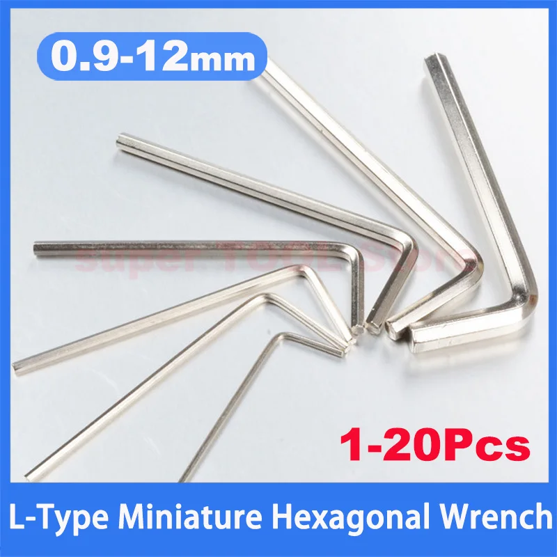 

1-20Pcs L-Type Hex Key Wrench Nickel Plated High Hardness Mini Allen Wrench for Guitar Grub Screws & Machine Use 0.9mm-2mm