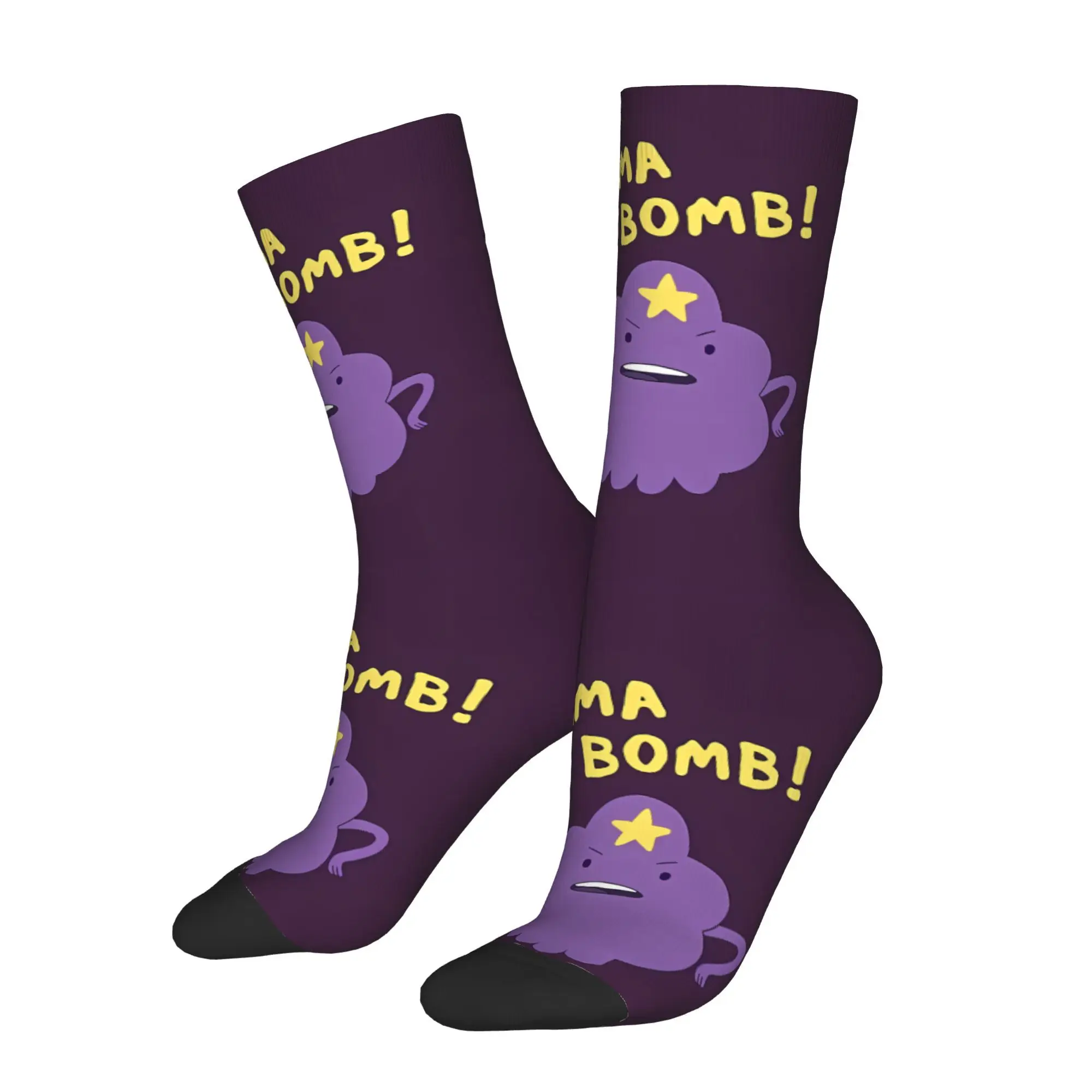 

Funny Men's Socks LSP DRAMA BOMB Retro Adventure Time Harajuku Novelty Crew Sock Gift Pattern Printed