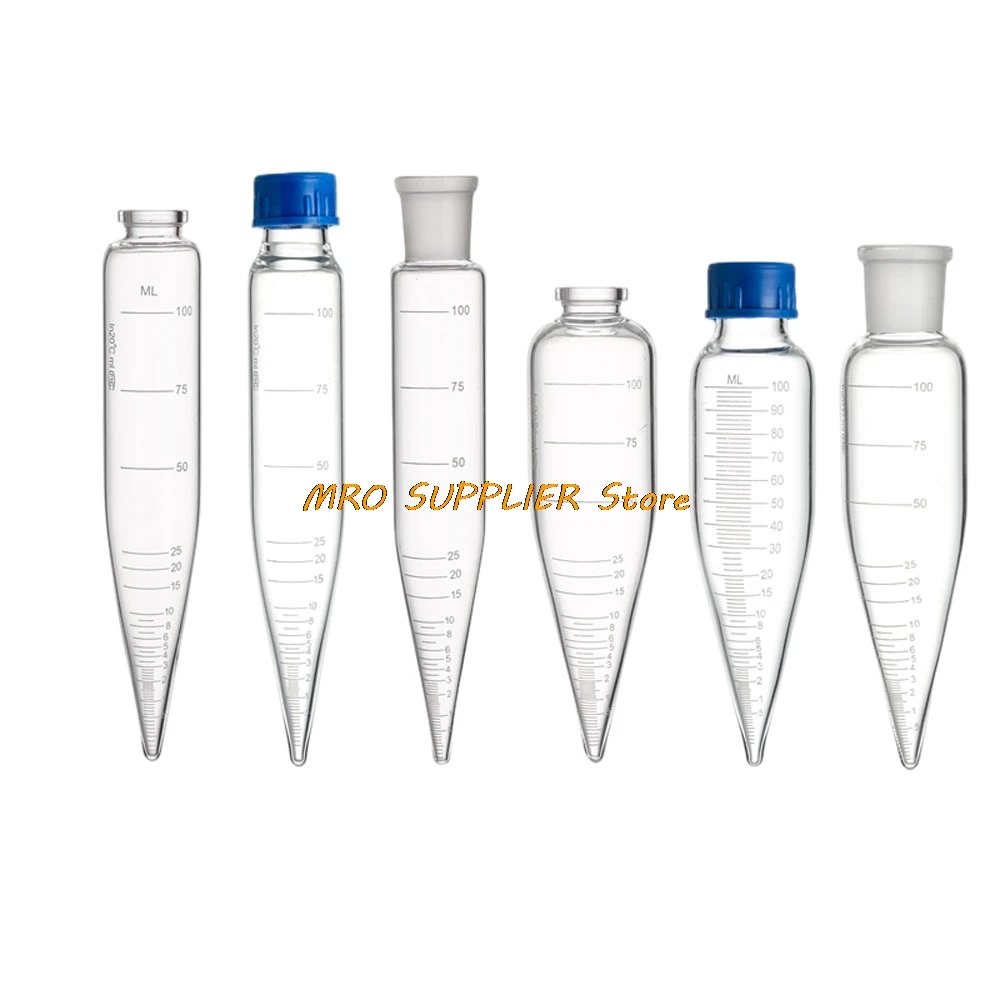 1Pc 100ml Glass petroleum graduated centrifuge tube glass cylinder lab supplies pointed bottom