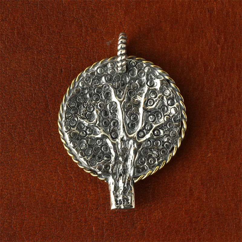 BOCAI S925 Sterling Silver Charms Pendant for Men Women Retro Relief Tree of Life Cross Amulet Fashion Jewelry Wholesale