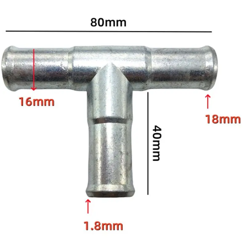 DT17 Heater Hose Tee 3 Way Tubing Connector Universal T Fittings for Car Radiator Cooling System Metal