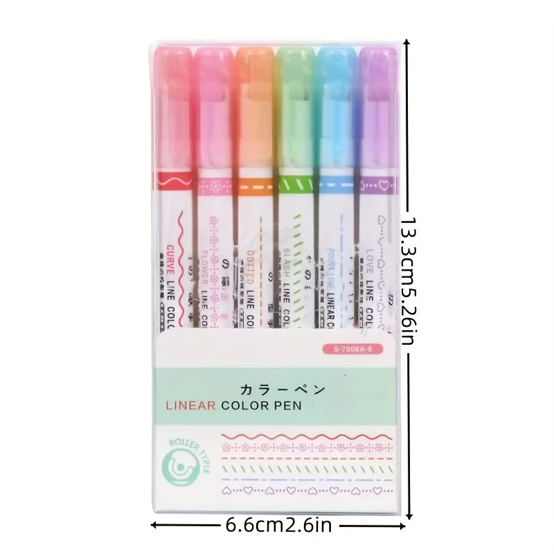 6 teile/satz Blumen Umriss Stifte Rolls pitze Kurve Liner Text marker Stift hochwertige Student Markierung Schlüssel marke Bild Briefpapier