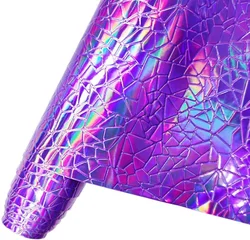 Mirror Embossed Metal Water Cube Lavender PU Fabric Leather Sheets Faux Leather for Leather Earrings Bows Handbag Sewing Crafts