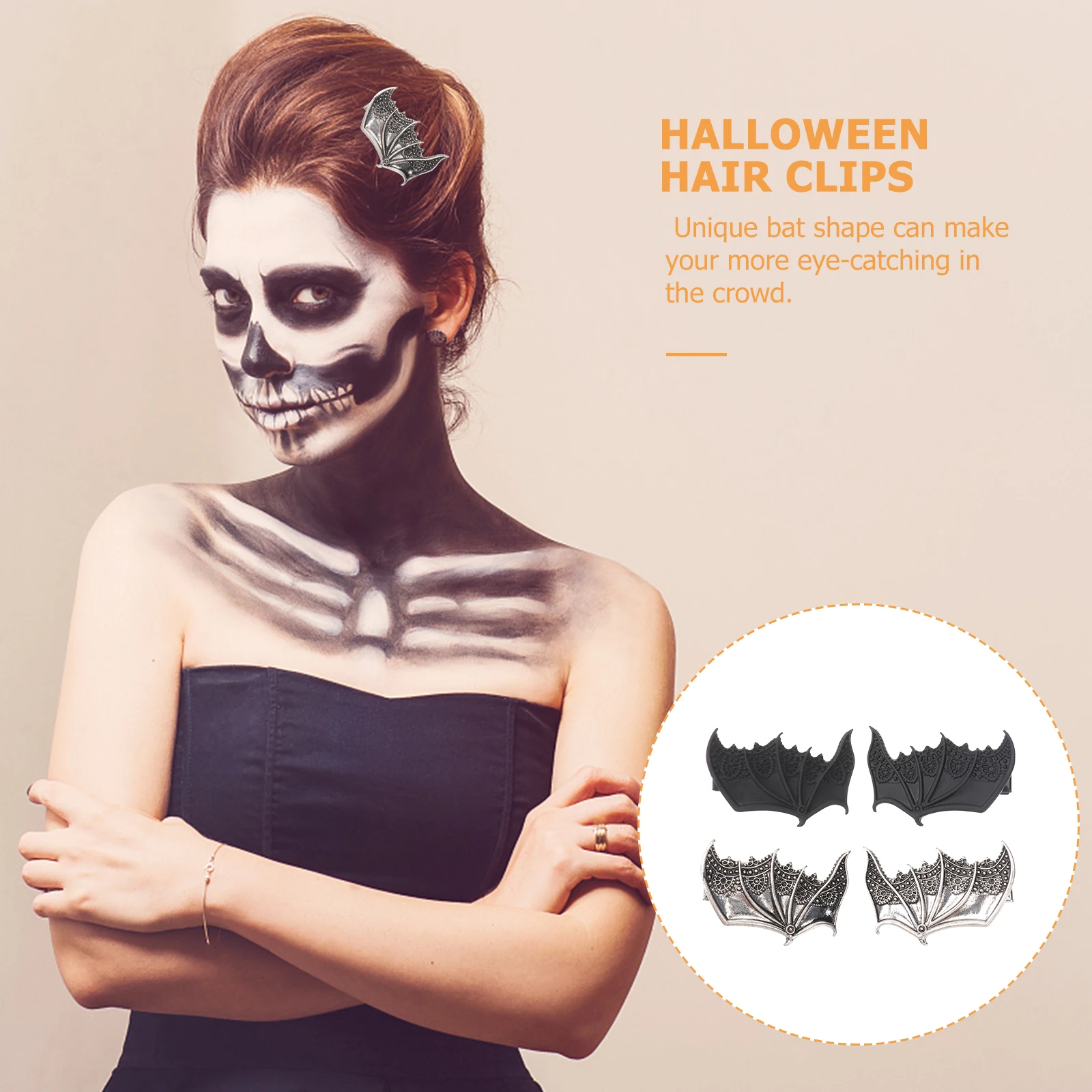 

2 Pairs Unique Bat Wings Hair Clips Devil Wing Hairpins Halloween Accessories