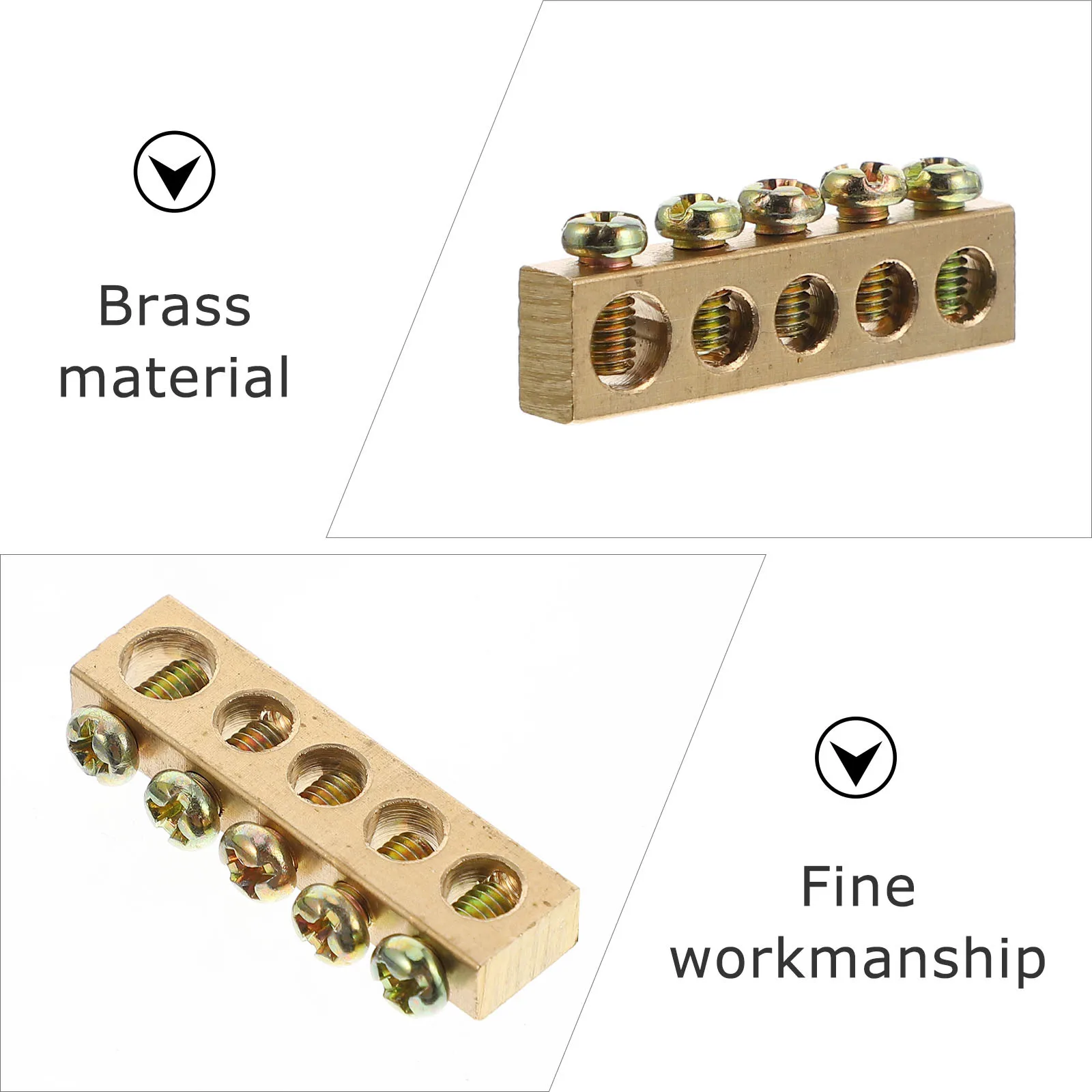 

10Pcs Copper Ground Neutral Bars 5 Hole Screw Terminal Electrical Terminal Block Distribution Wire Connectors for Power