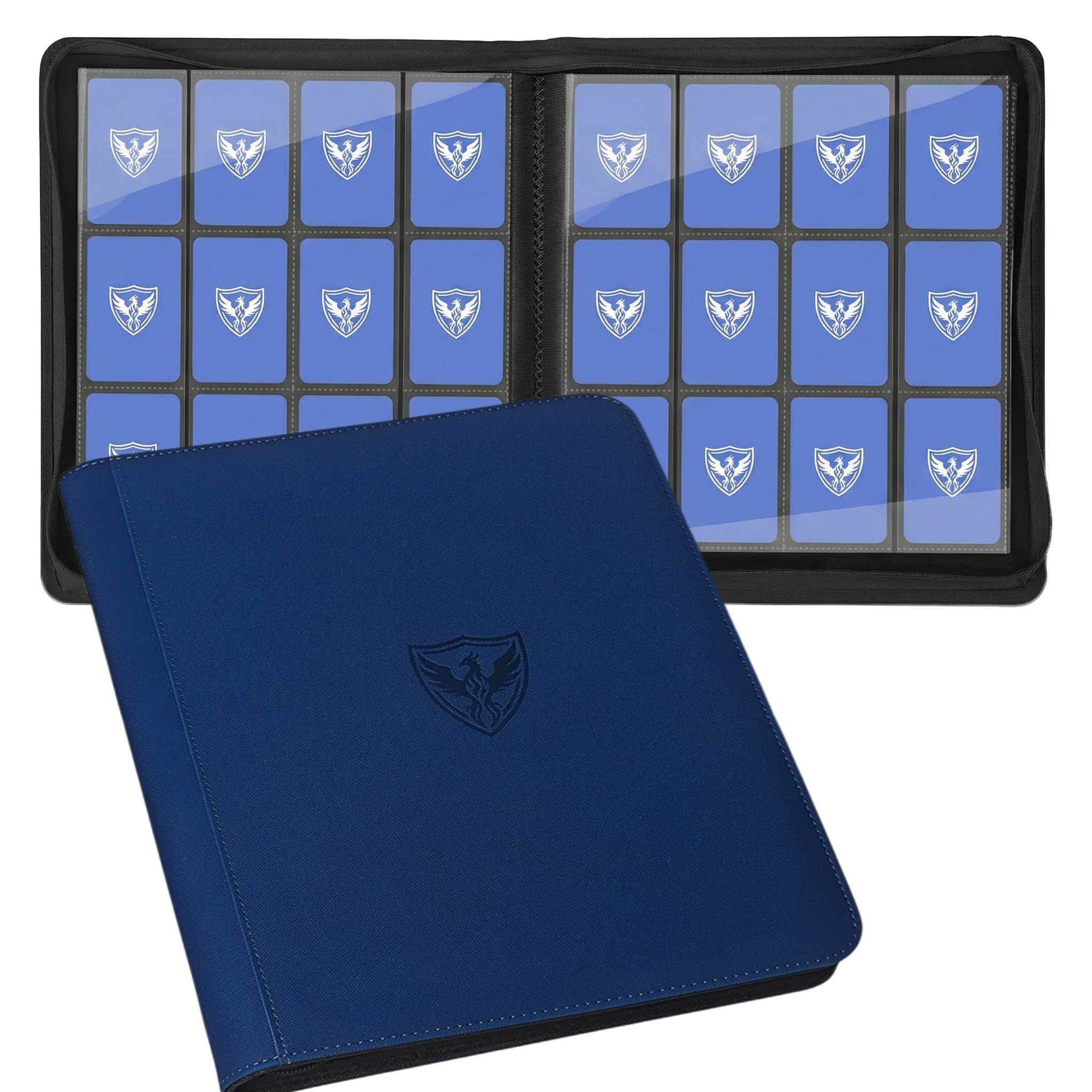 12-vakjes trading card binder, verzamelkaarthouder voor 480 kaarten, premium kaartenmap met ritssluiting geschikt voor TCG-kaarten/spelkaarten/sportkaarten/Yu-Gi-Oh!, Magic: the Gathering en trading