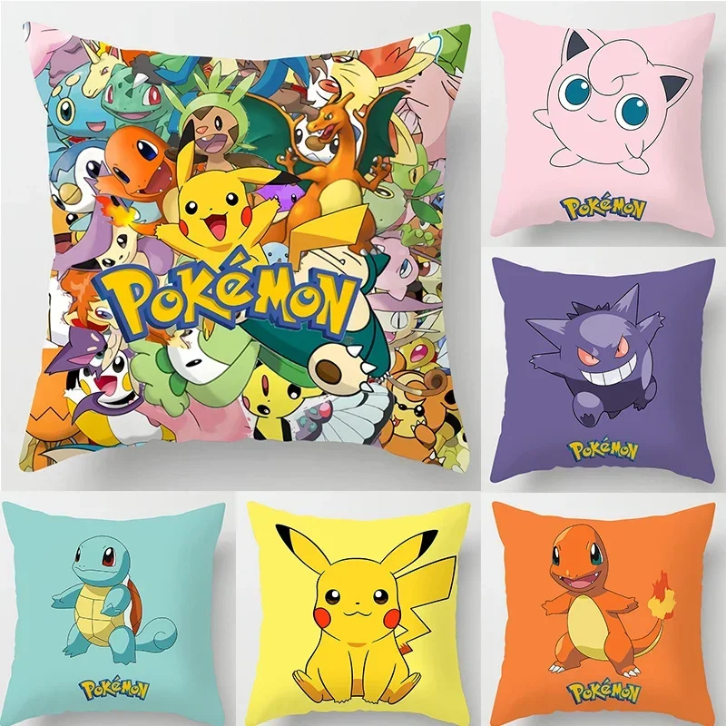 Pokémon Cartoon Pillowcase Pikachus Charizard Anime Surrounding Home Decoration Sofa Pillow Cushion Waist Cushion Nap Pillow