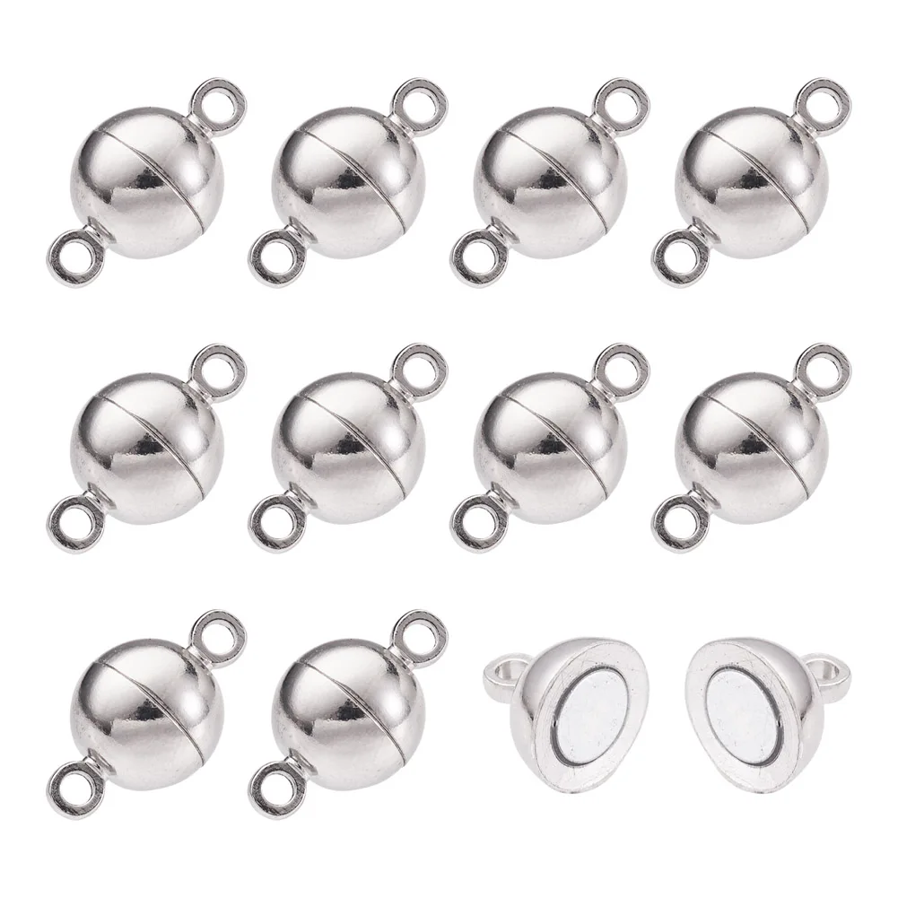 200pcs Round Magnetic Clasps Platinum Plated Strong Magnetism Connectors for Bracelet Necklace Jewelry Making Findings 14x8mm