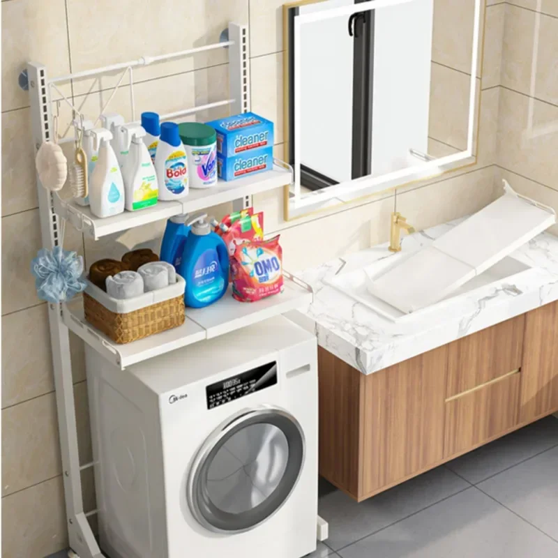 

A- Toilet Storage Shelves Floor Toilet Above The Roller Flip Washing Machine Bathroom Holder Telescopic Adjustment Toilet Shelf