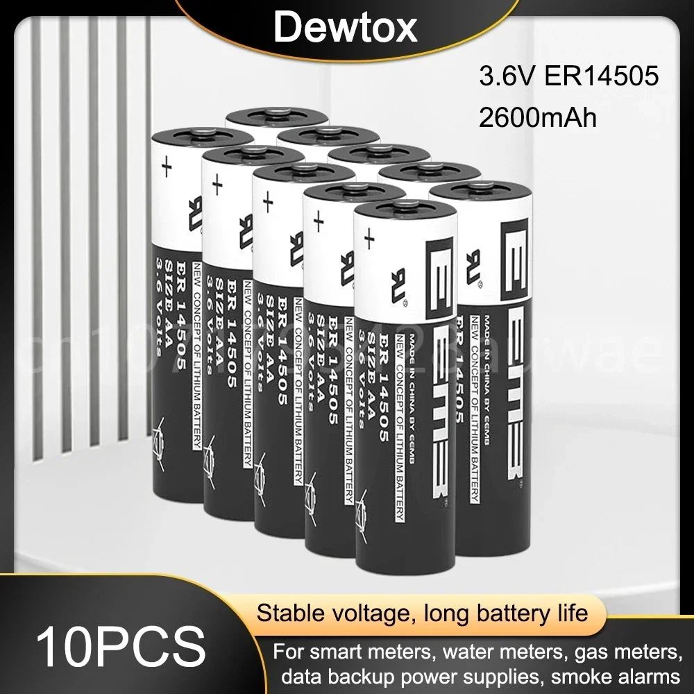 10PCS 3.6V ER14505 14505 AA Lithium Battery for PLC CNC Machine Tools Water Meter Touch Screen Alarm Clock Replacement Batteria