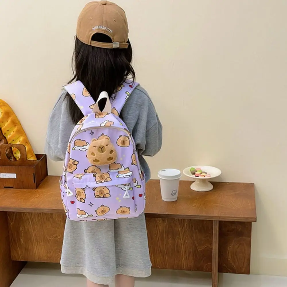 Cute Cartoon Capybara Backpack Simple Plush School Bags Large Capacity Pattern Shoulder Bags