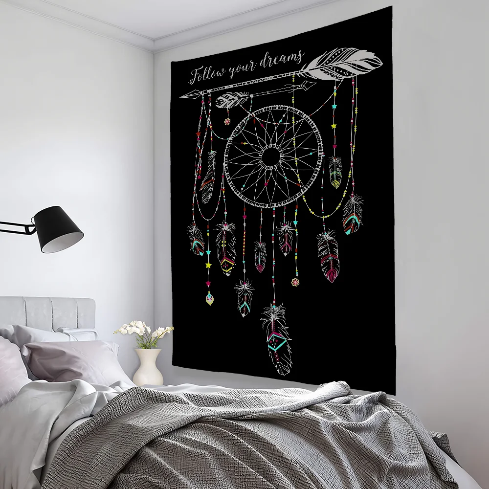 

Dreamcatcher GOOD Lucky Tapestry Bedroom Living Bar Garden Outdoor Microfiber Festival Decoration Background Art Banner
