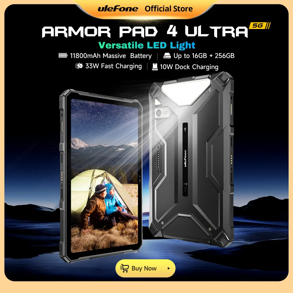 【Światowa premiera】 Wytrzymały tablet Ulefone Armor Pad 5G 4 Ultra IP68/IP69K LED Light 11800 mAh Bateria, szybkie ładowanie 16 GB + 256 GB 50 MP