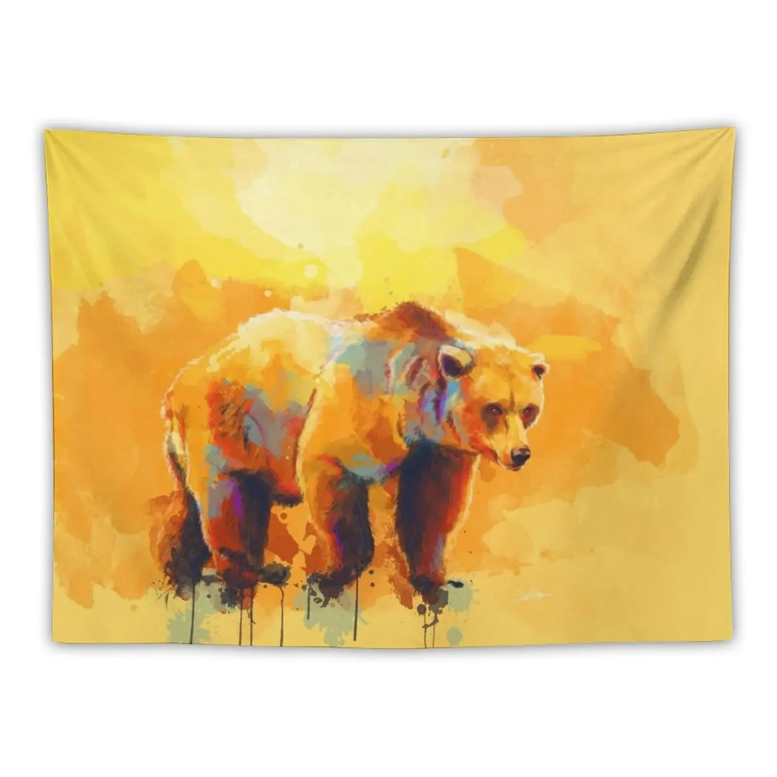 

Bear Dream - bear painting, digital art, colorful illustration Tapestry Aesthetic Decoration Bed Room Decoration Tapestry