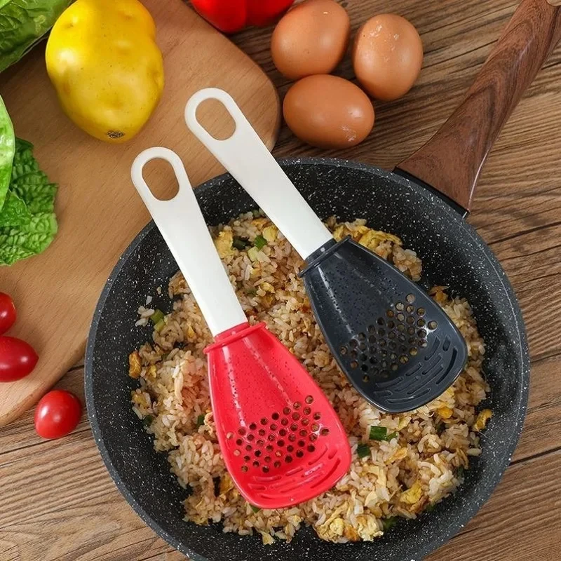 

Multifunctional Cooking Spoon Household Kitchen Strainer Scoop Heat-resistant Hanging Hole Potato Garlic Press Colander Tool