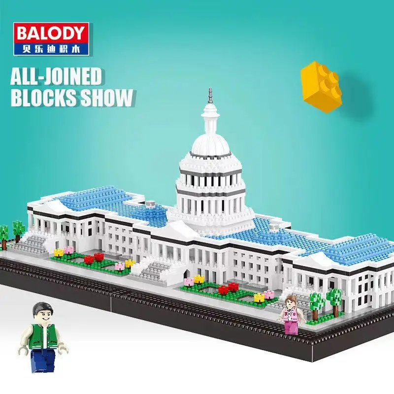 balody Capitol City Construction White House Micro Building Blocks US Mini Architecture Adult Children Toys Assemble Bricks