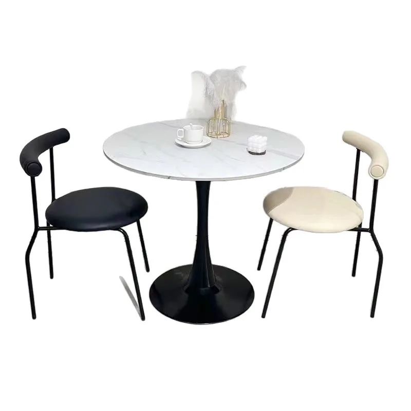 

Light luxury medieval household cream dining chair retro back chair, chair modern simple bedroom study dining table and chairs