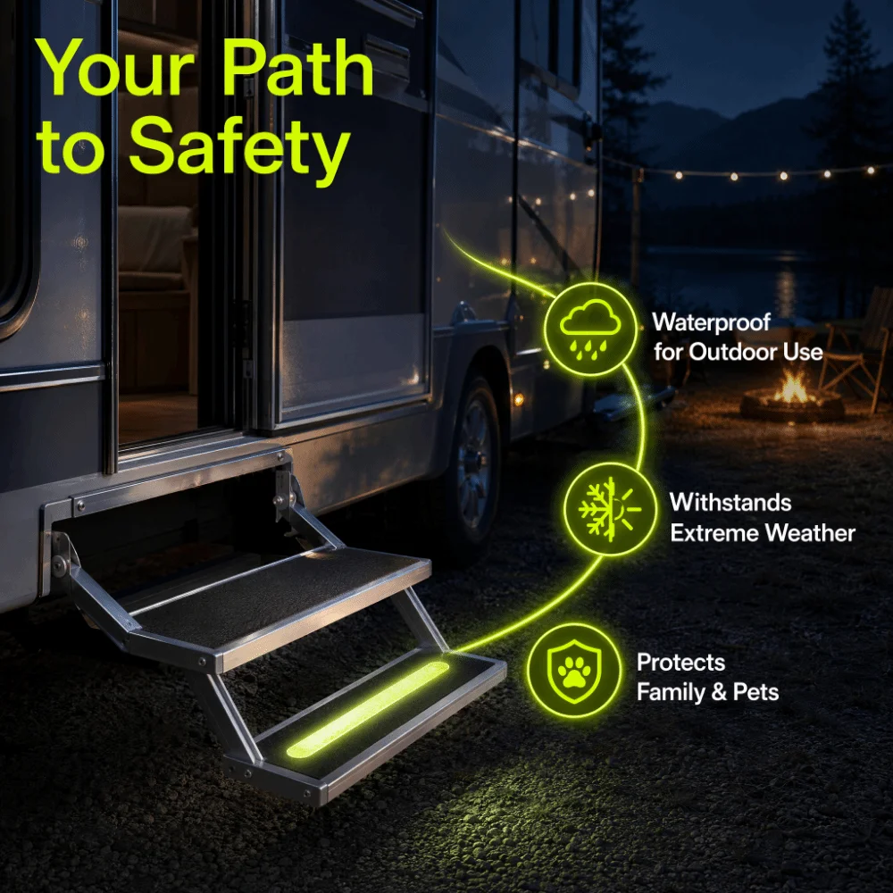 8Pcs Tire Tread Texture Stair Tread Anti-Slip Tape Waterproof Strong Adhesive Stair Tread Tape Luminous Durable