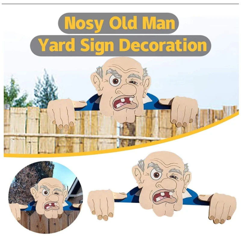 

Garden Grandma Fence Decor Nosy Grandpa Ornament Garden Decoration Courtyard Illustration Old Man Decorative Stakes Arts