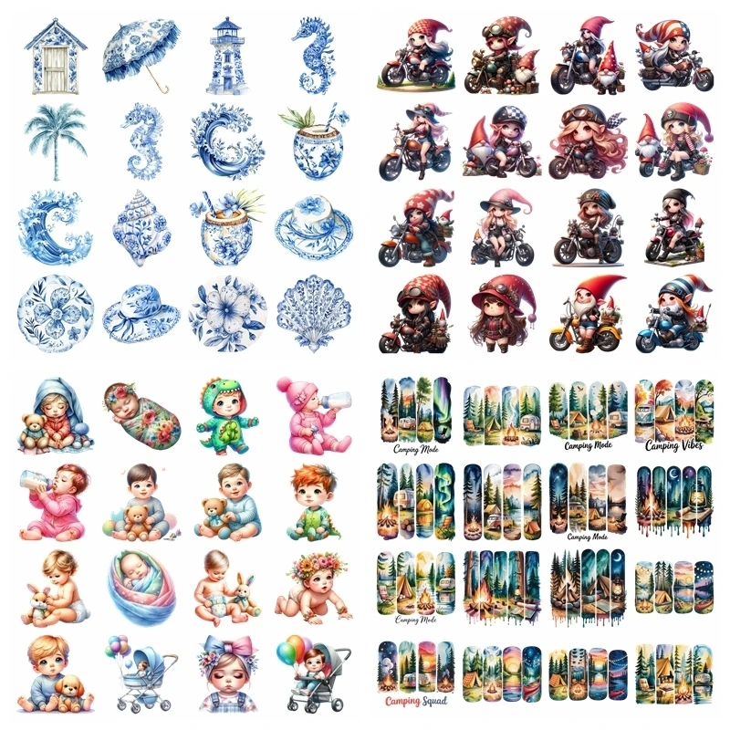 Cartoon Landscape Girl Baby heat transfer iron on printing vinyl stickers T-shirt stickers DIY Toy doll clothing decoration