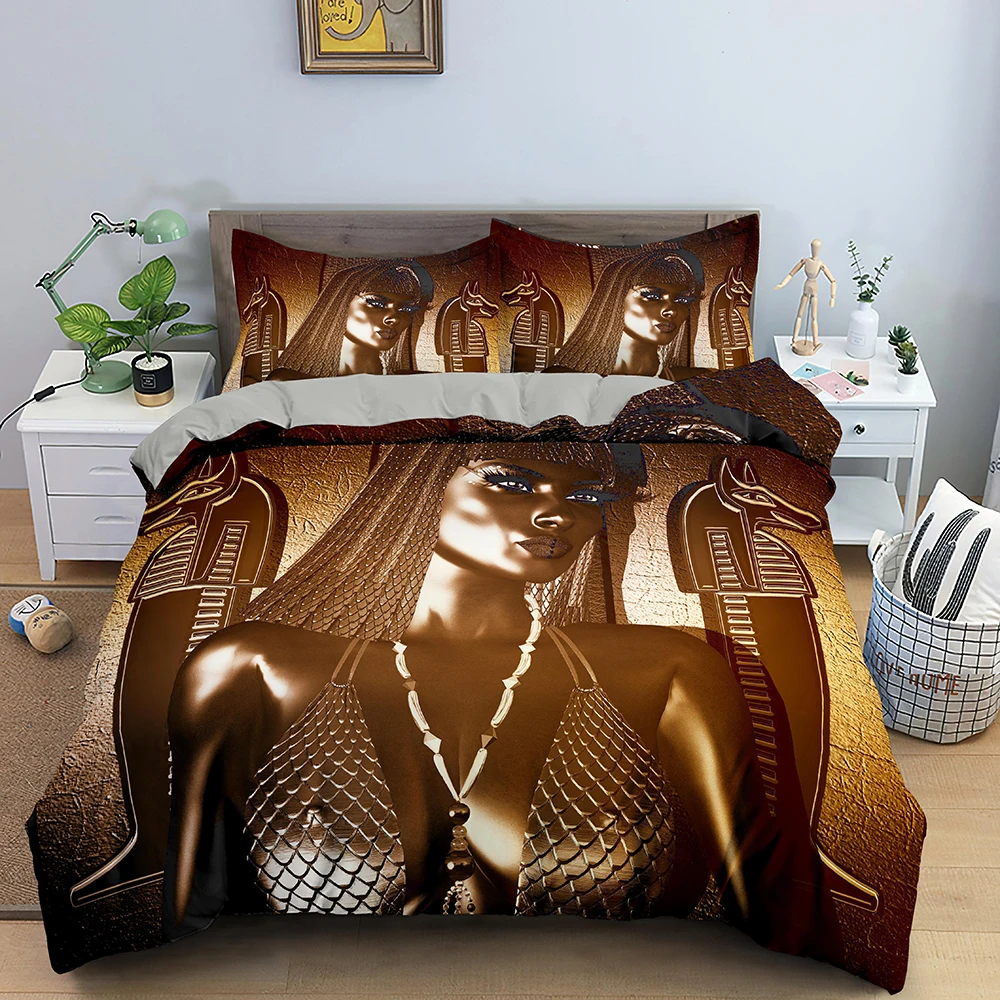 Egypt Duvet Cover Set Ancient Egyptian Script Polyester Comforter Cover For Kids Boys Pharaoh Pyramid Bedding Set Egypt Tribal
