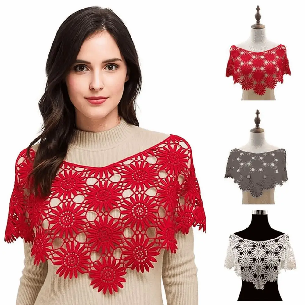 

Креативный ложный вязаный крючком воротник, тюлевое кружево, шикарный ажурный жилет в стиле бохо, многослойный вид, вышитая отделка, искусственный воротник, аксессуары для одежды