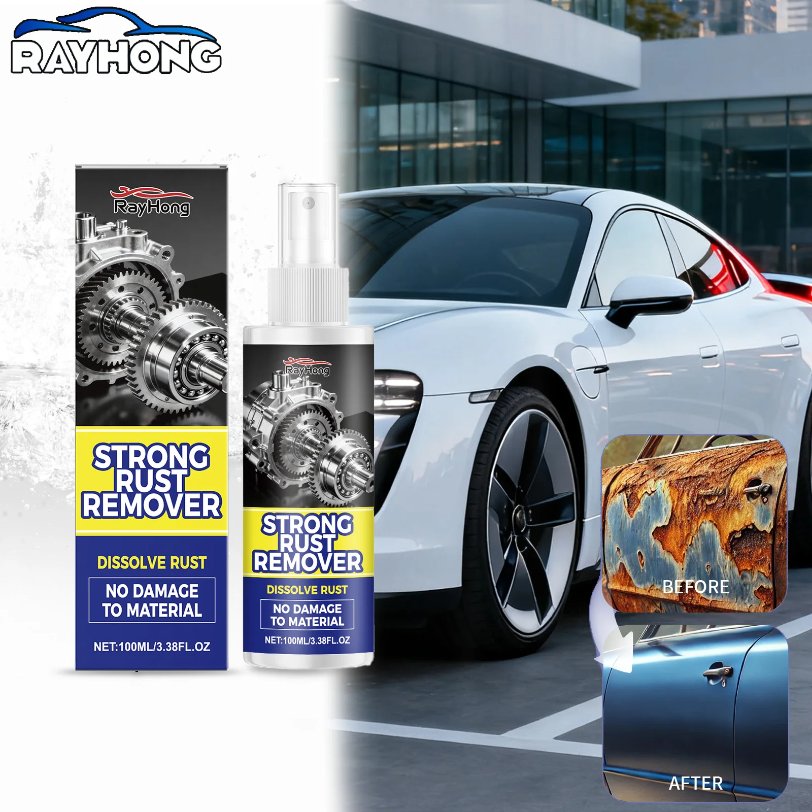 Multi Surface Rust Remover Spray 100ml Automotive Household Use Metal Cleaner for Tools Hardware Stainless Steel Care Autocare
