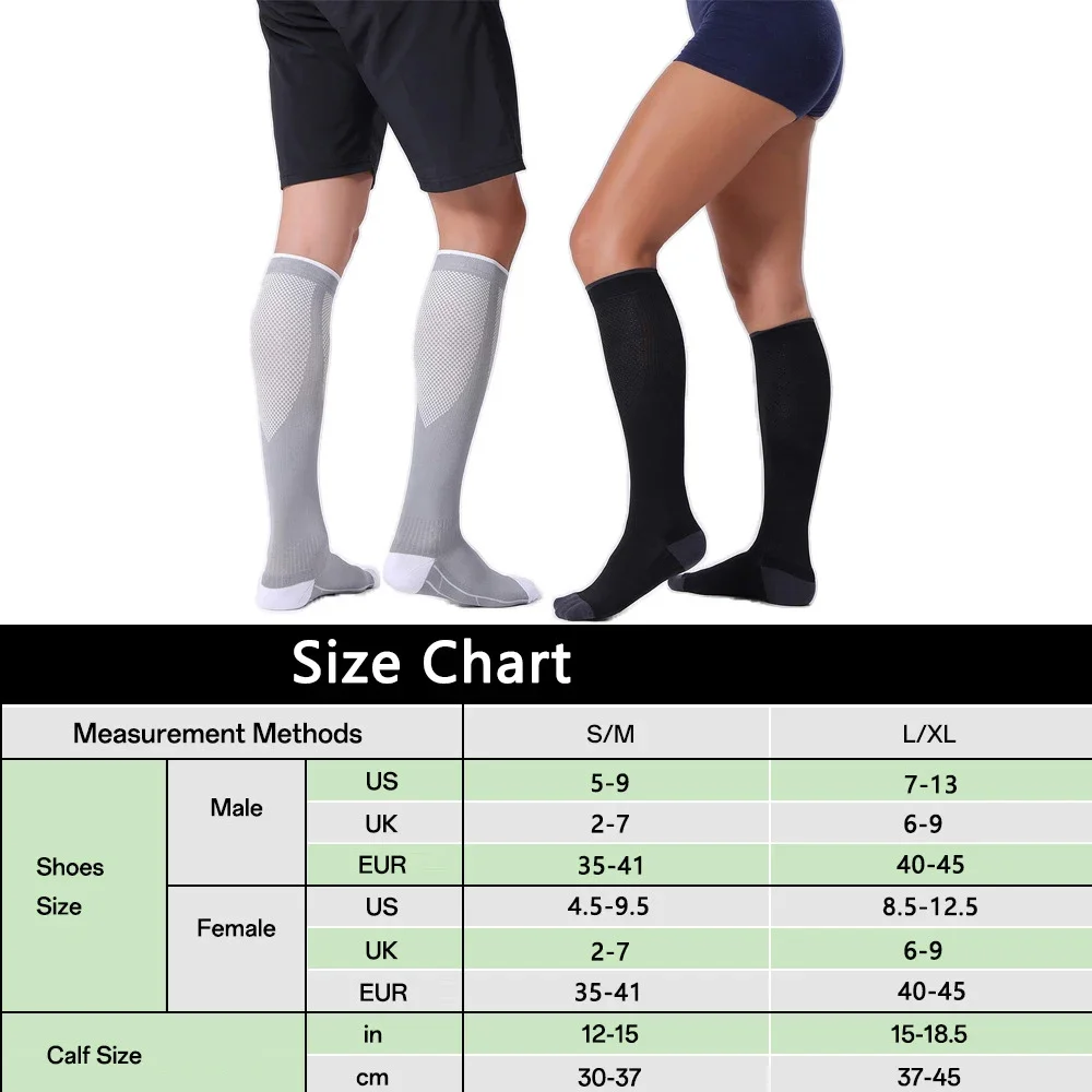 1 Paar Kompressionssocken für Damen und Herren, abgestuft 20-30 mmHg, für Laufen, Sport, Flugreisen – Leistung und Erholung – Detail 10